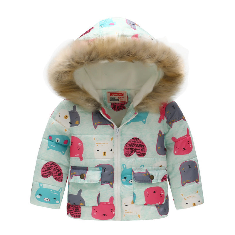 Printed hooded padded children's coat