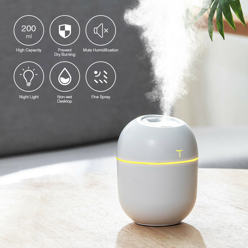 Mini USB Ultrasonic Humidifier with Essential Oil Diffusion and LED Night Light