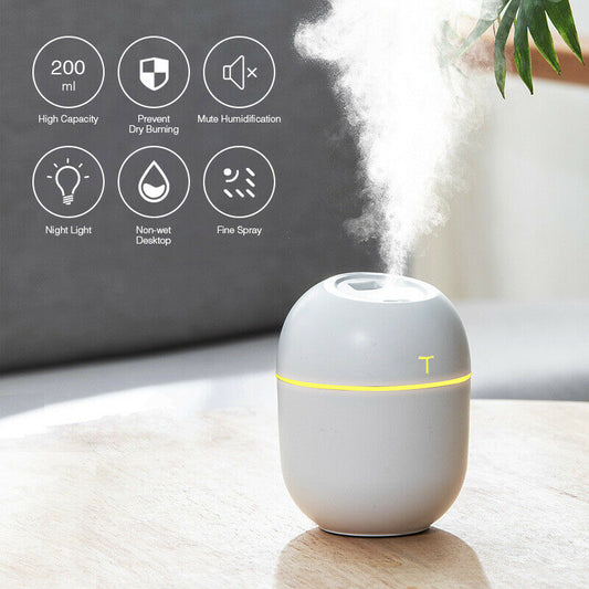 Mini USB Ultrasonic Humidifier with Essential Oil Diffusion and LED Night Light