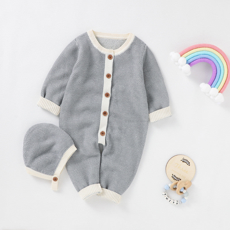 New Baby Jumpsuit With Front Buckle Warm Romper