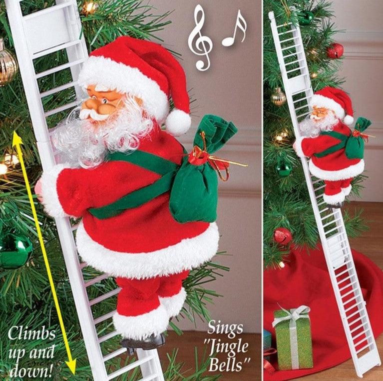 Experience the Magic Electric Santa Claus Climbing Red Ladder Doll Toy A Whimsical Addition to Your Holiday Decor