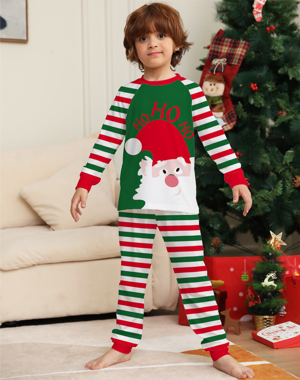 Red Stripe Family Christmas Pajamas Cozy Holiday Sleepwear Sets for Xmas