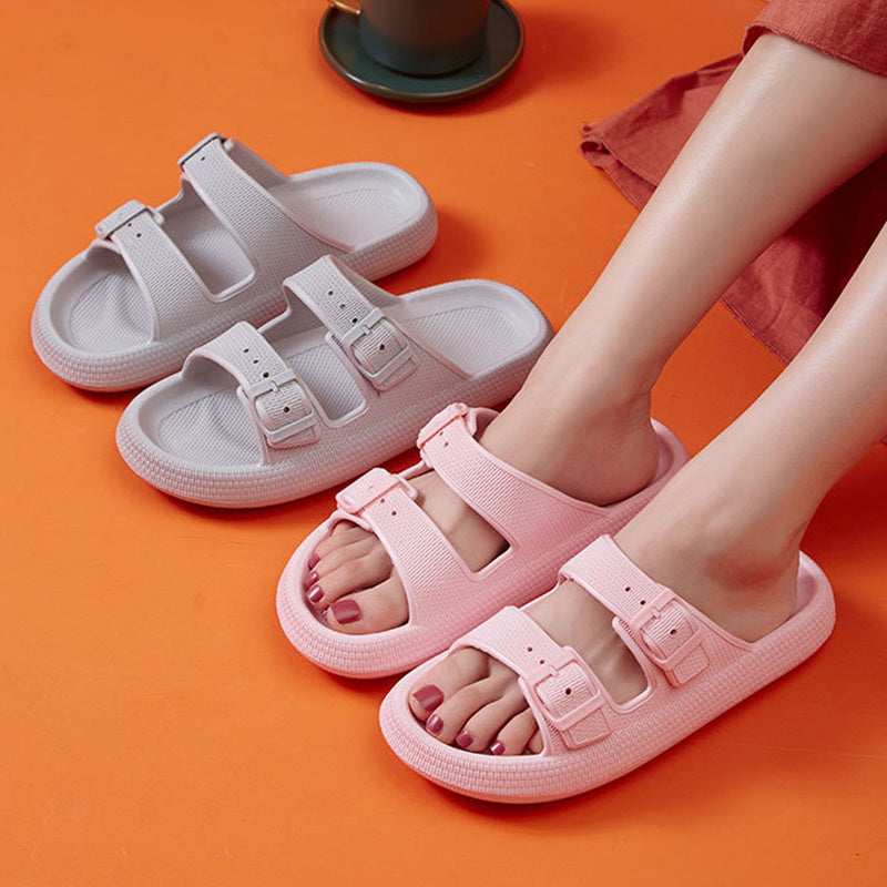 Summer Chic Women Platform Buckle Slippers for Fashionable Home and Outdoor Comfort