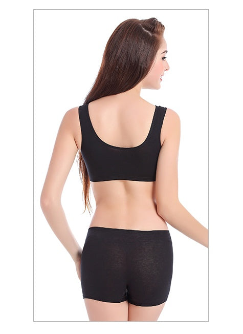 Supportive Comfort Cotton Anti Expansion Anti Sag Sports Bra with Gathering Adjustment for Active Wear