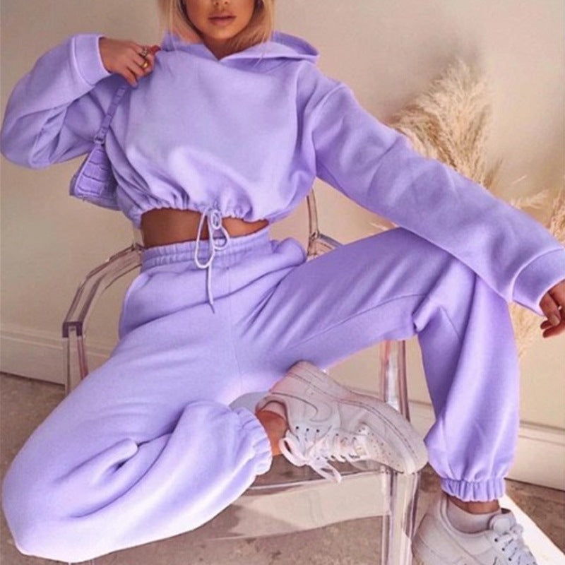 Women's 2-Piece Jogging Suit with Long Sleeve Hoodie: Casual and Fitness Wear