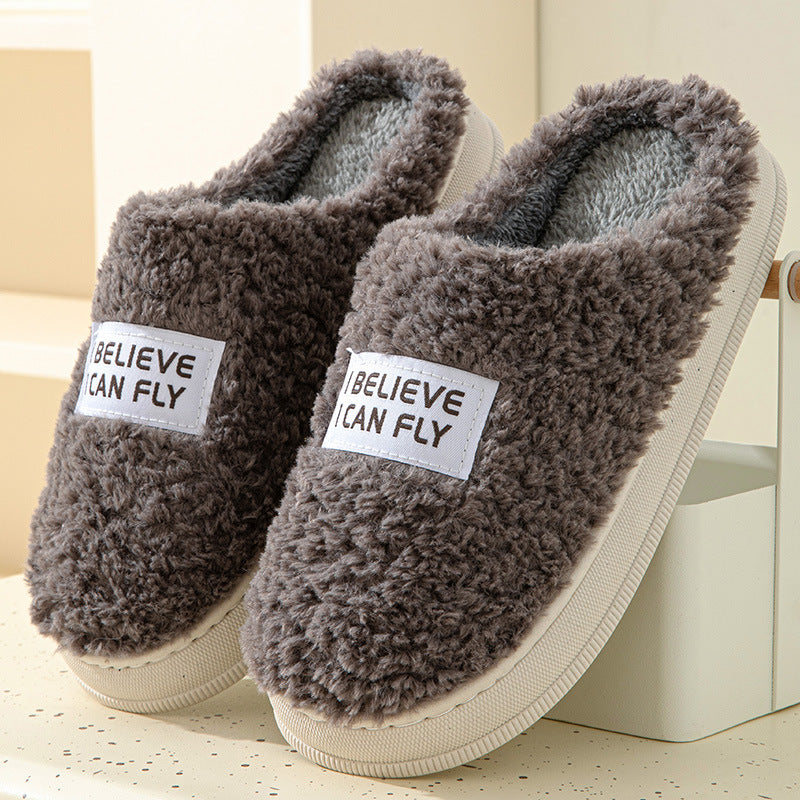 Winter Warm Thick Sole Slippers: Indoor and Outdoor Fluffy Shoes