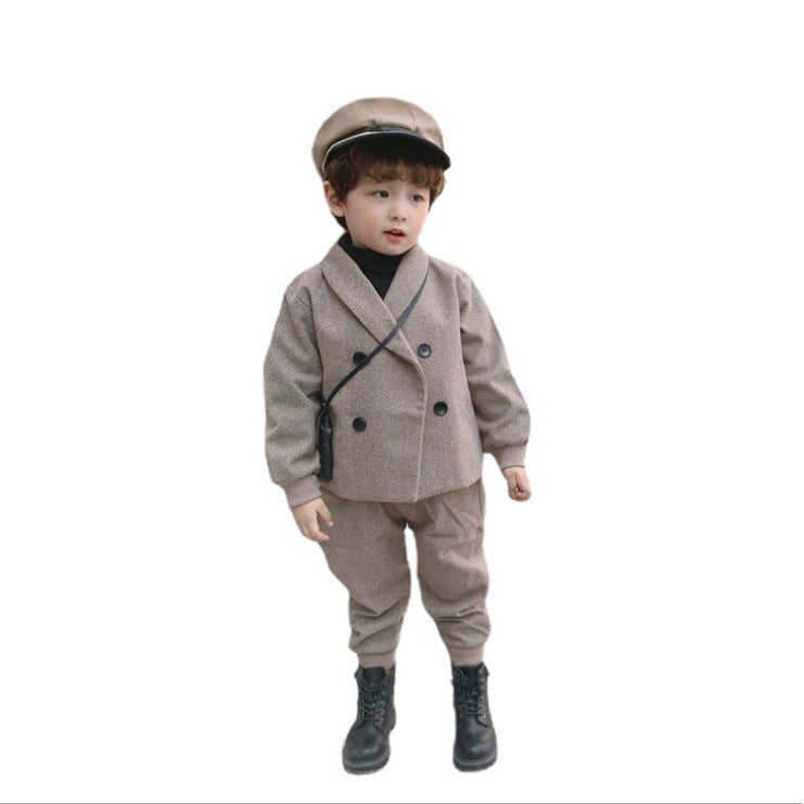 Fashion Boys' Spring And Autumn Winter Suit Set