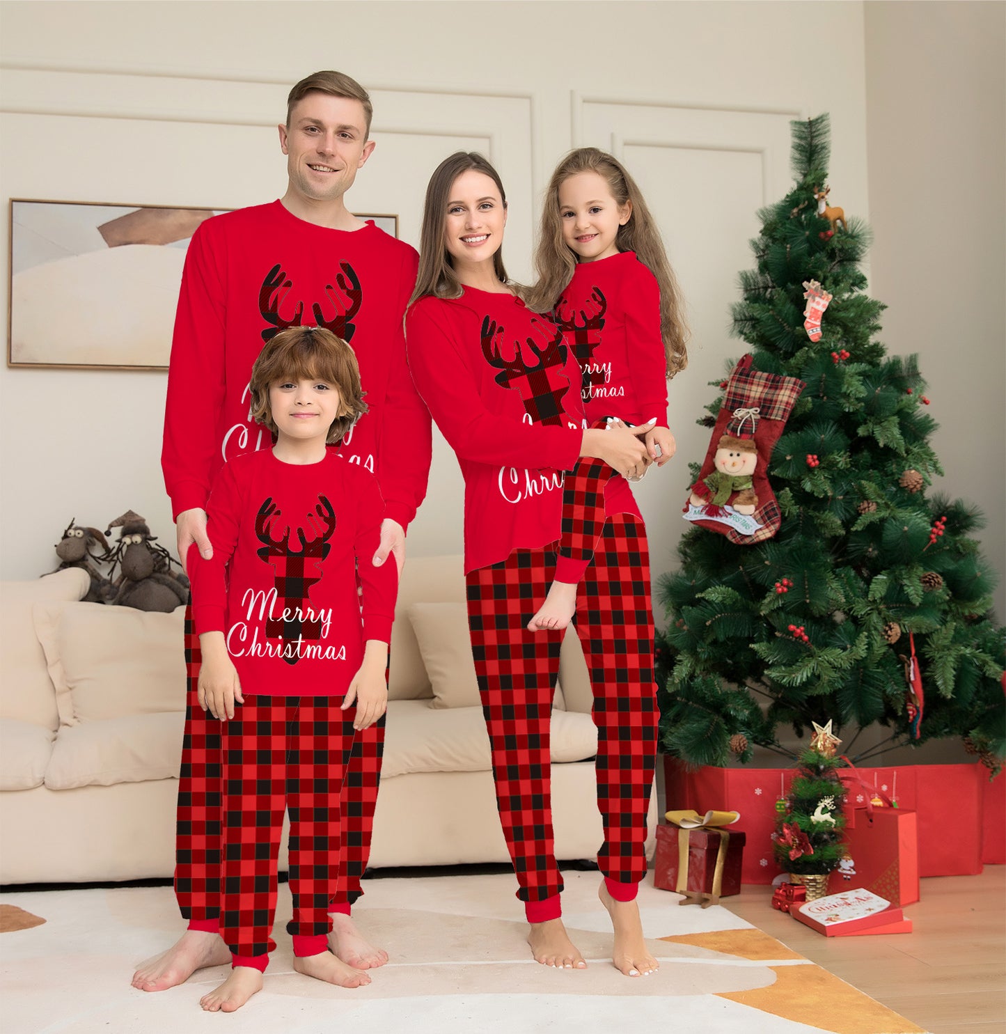 Get into the Festive Spirit with Our Matching Christmas Pajama Sets for the Whole Family Featuring Elk Tops and Pants for Mom Dad Kids and Baby