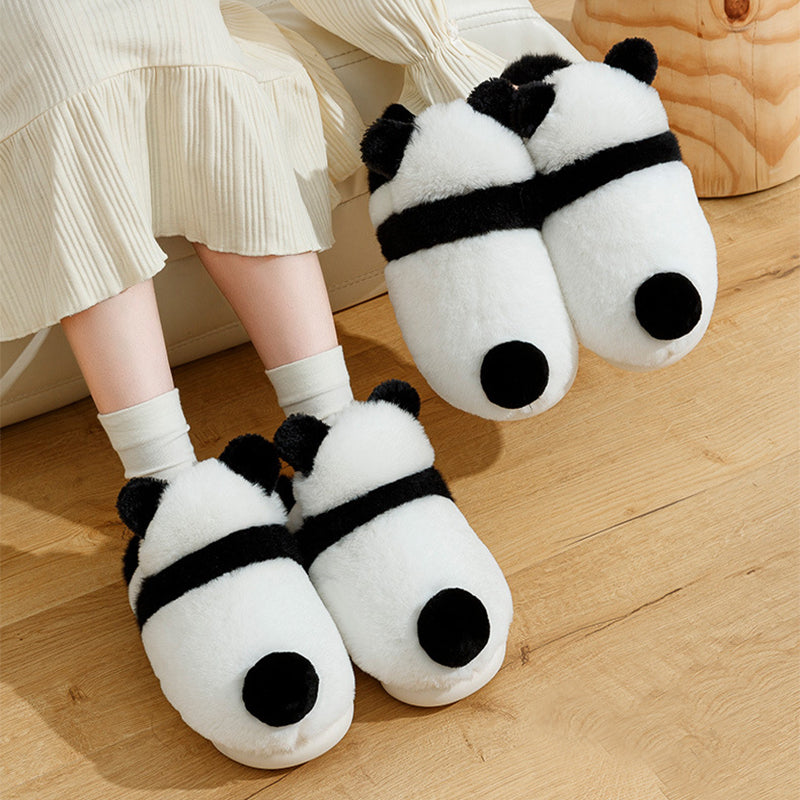 Step into Winter Wonderland with Cute Panda Plush Slippers: Warm, Cartoon-Inspired, Non-Slip, and Ultra-Comfy Thick Sole Footwear for Women at Home