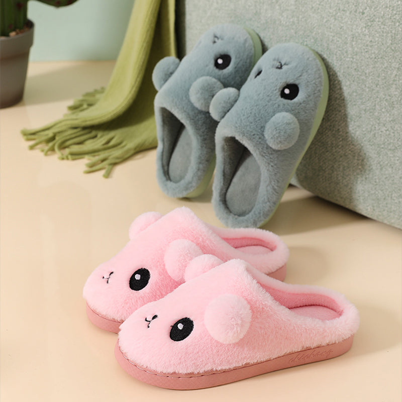 Winter Cartoon Cotton Slippers for Women - Warm and Non-Slip