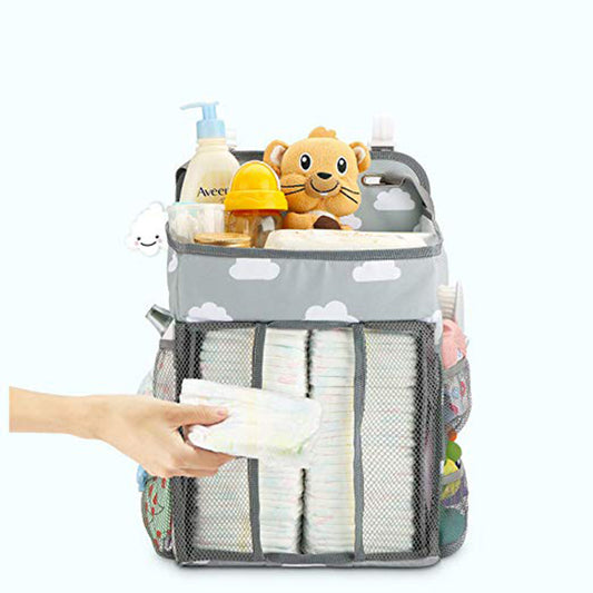 Convenient Nursery Companion Portable Baby Crib Organizer Bed Hanging Bag for Easy Access to Essentials