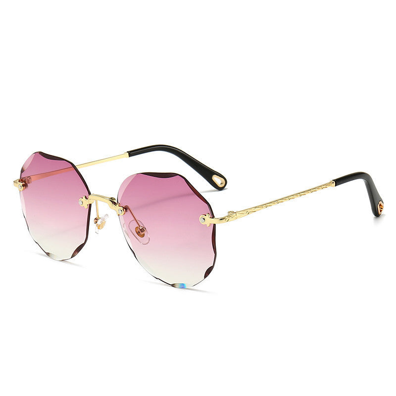 Chic Geometry Polygonal Rimless Trimmed Sunglasses for Women Fashion Forward Look