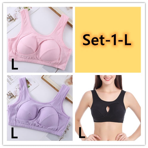 Supportive Comfort Cotton Anti Expansion Anti Sag Sports Bra with Gathering Adjustment for Active Wear