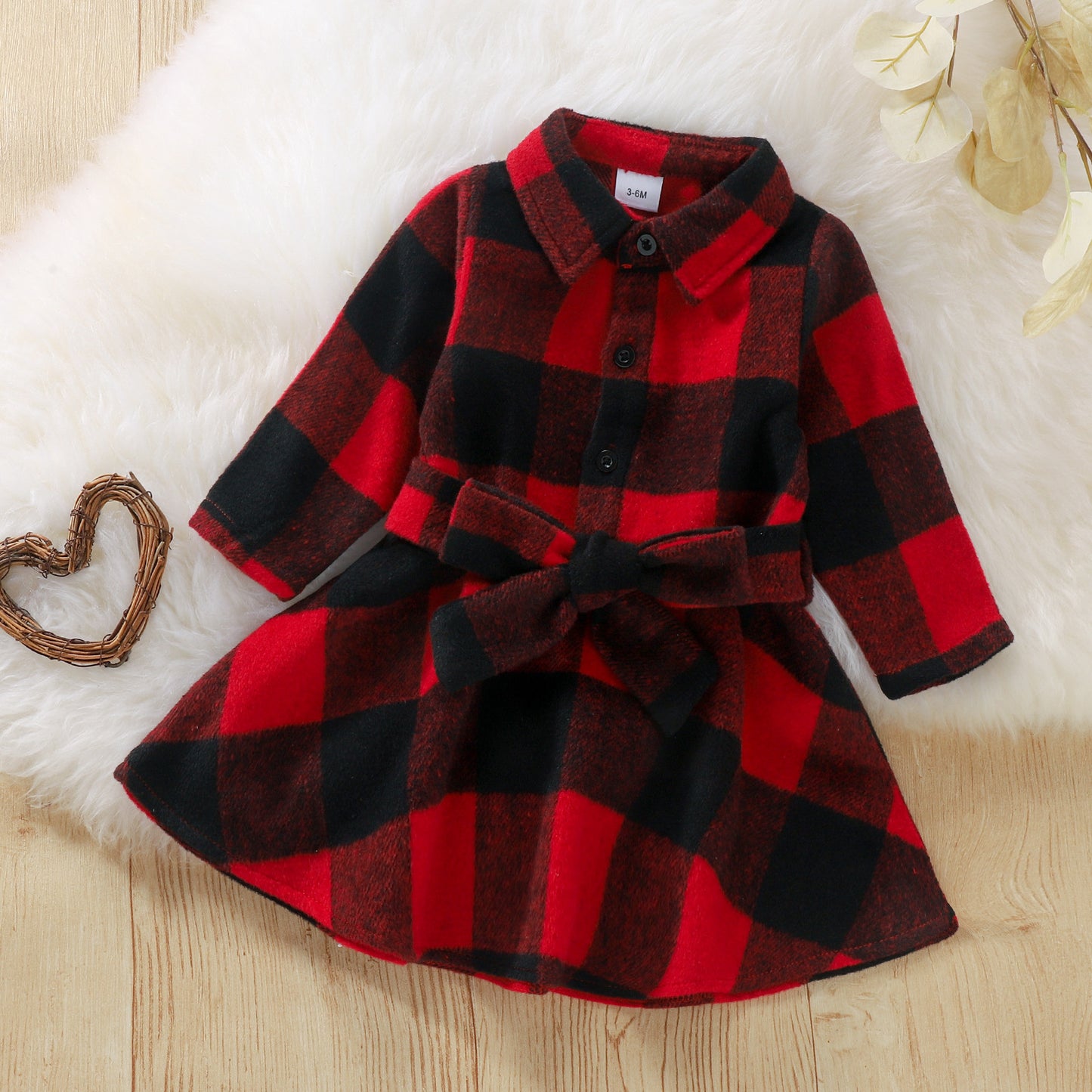 Classic Elegance Adorn Your Little One in Our Black and Red Plaid Baby Dress a Timeless Statement of Style