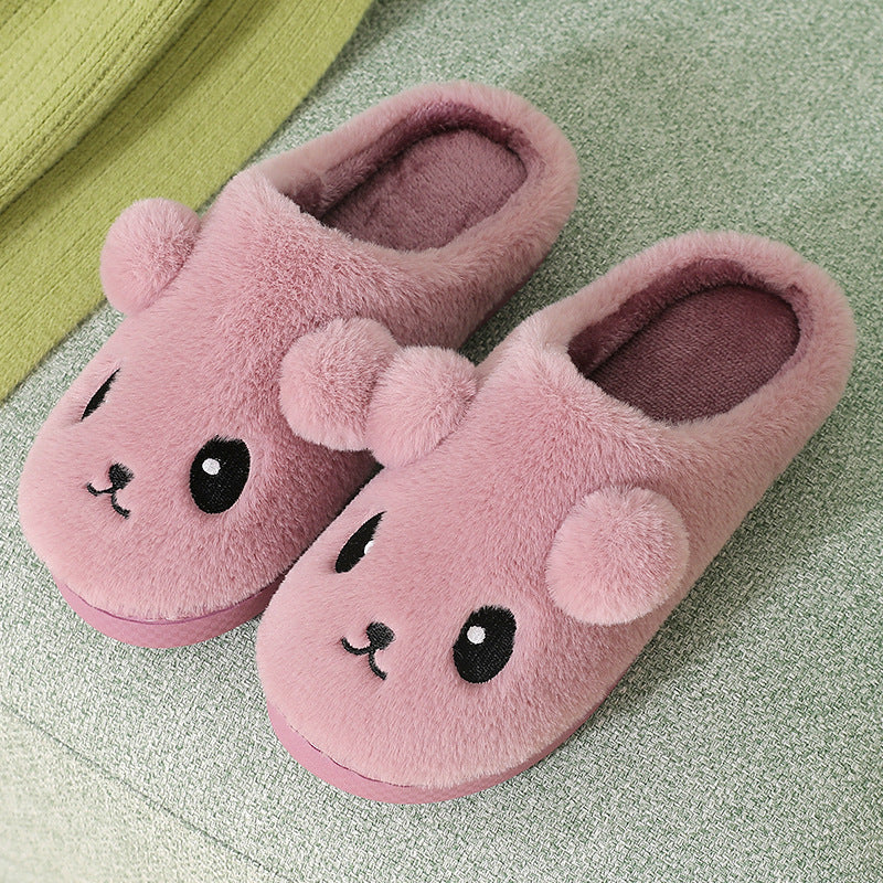 Winter Cartoon Cotton Slippers for Women - Warm and Non-Slip