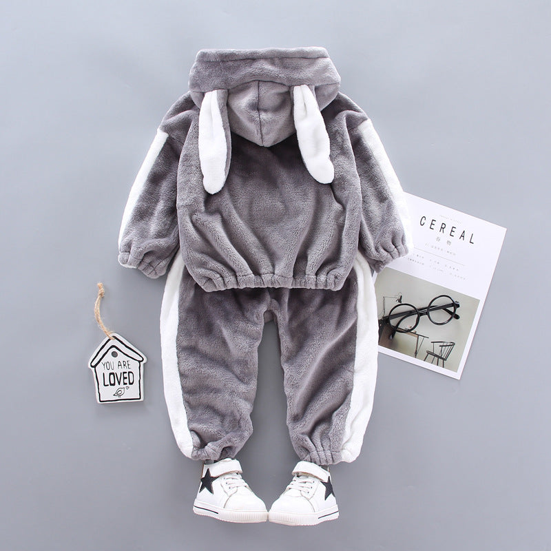 Cozy Flannel Zipper Suit for Autumn and Winter Perfect for Children