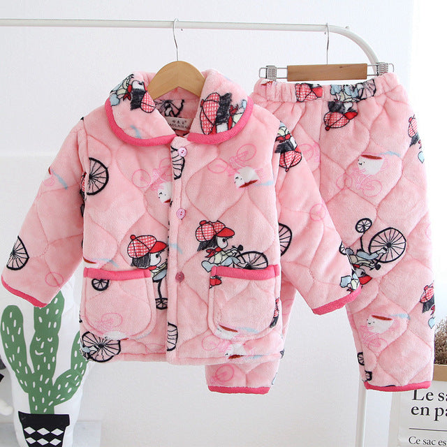 Cotton Children Flannel Pajamas Baby Suit Set Keep Your Baby Warm and Stylish During Chilly Winter Nights