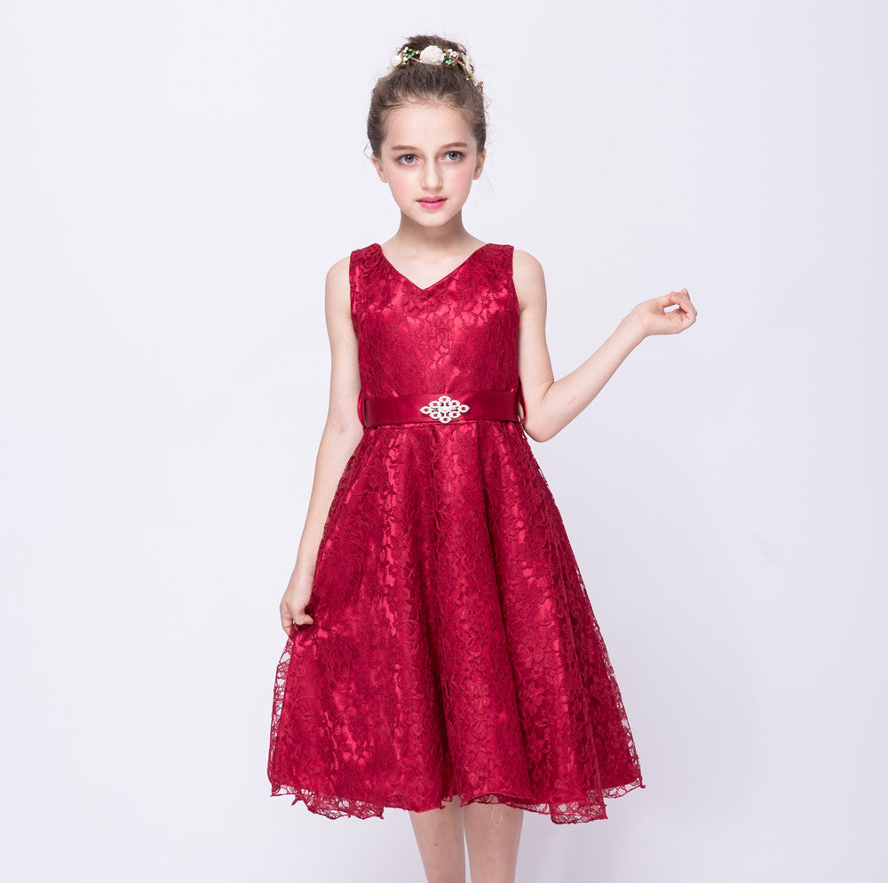 Whimsical Elegance Kids Girls Lace Dress a Charming Costume for Young Fashionistas