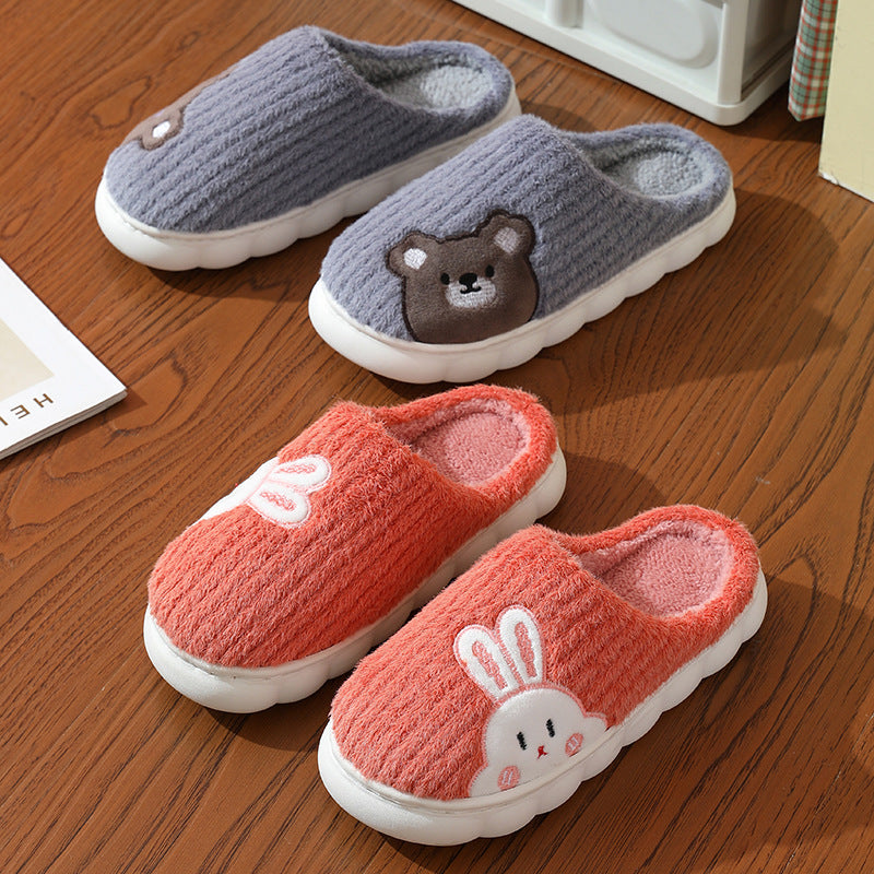 Cozy and Adorable Cute Rabbit Striped Indoor Slippers for Women Warm and Non Slip