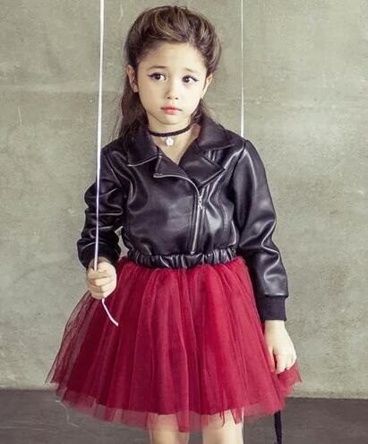 Royal Elegance Korean Children Leather Dress Embroidered with Sequins a Princess Dress for Your Little Royalty