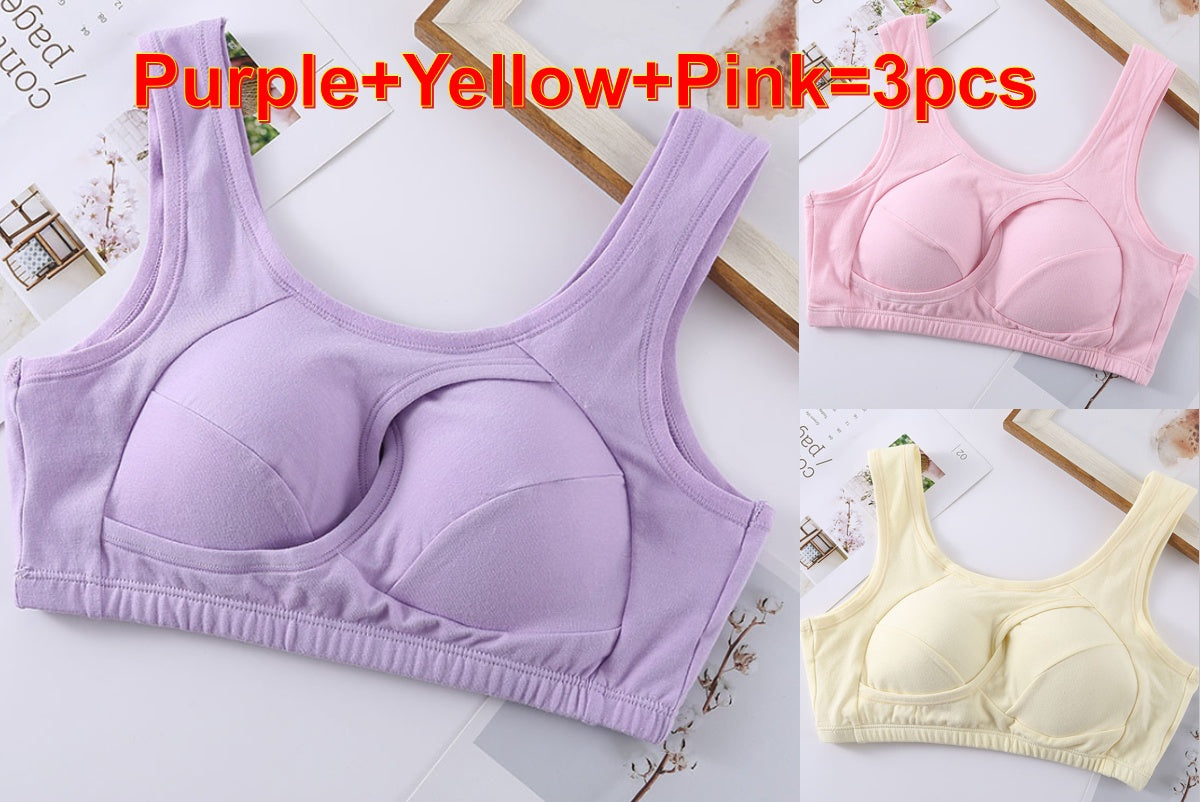 Supportive Comfort Cotton Anti Expansion Anti Sag Sports Bra with Gathering Adjustment for Active Wear