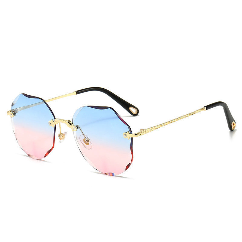 Chic Geometry Polygonal Rimless Trimmed Sunglasses for Women Fashion Forward Look