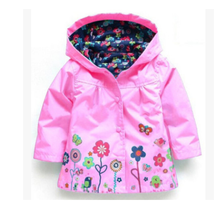 Chic Rain Protection Girls Cute Flowers Hooded Jacket A Stylish Choice for Children