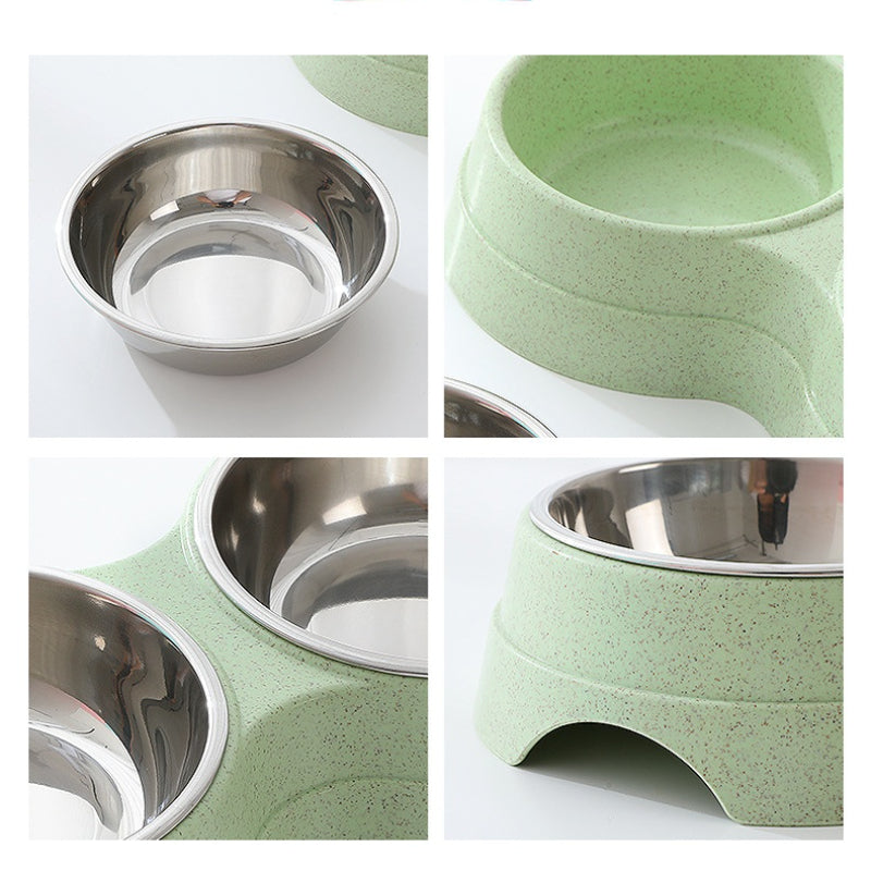 Double Pet Bowls - Stainless Steel Feeder for Cats and Dogs