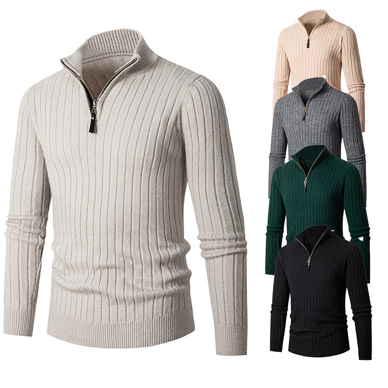 Men's Half-Turtleneck Zip-Up Sweater: Breathable & Lightweight