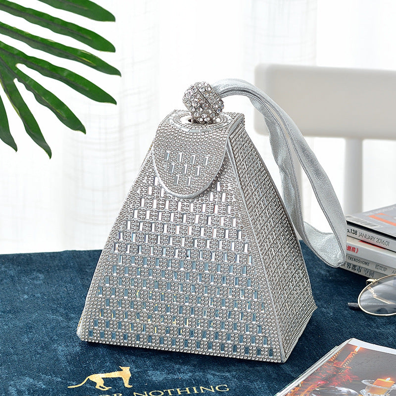 Diamond Elegance Triangle Handbag Perfect for Banquets and Cheongsam Dresses