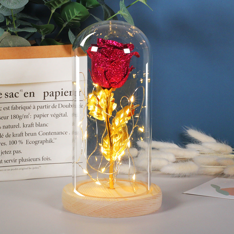 Eternal Rose with LED Light in Glass - Romantic Gift