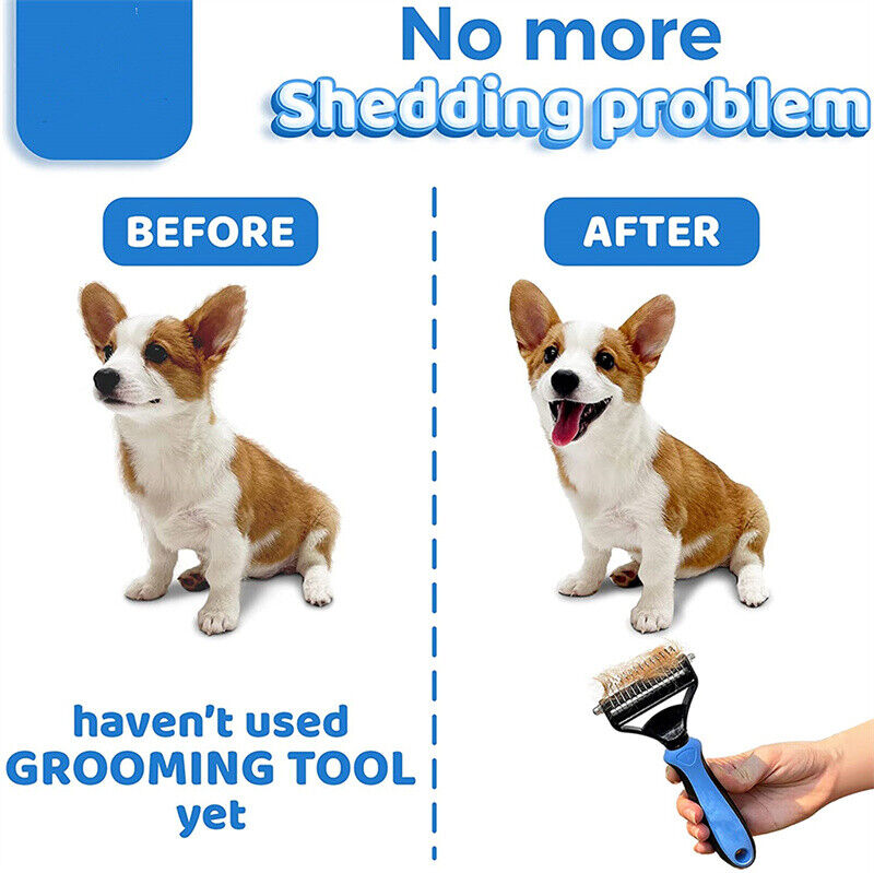 Dual Function Pet Grooming Brush Deshedding and Dematting Tool for Dogs and Cats