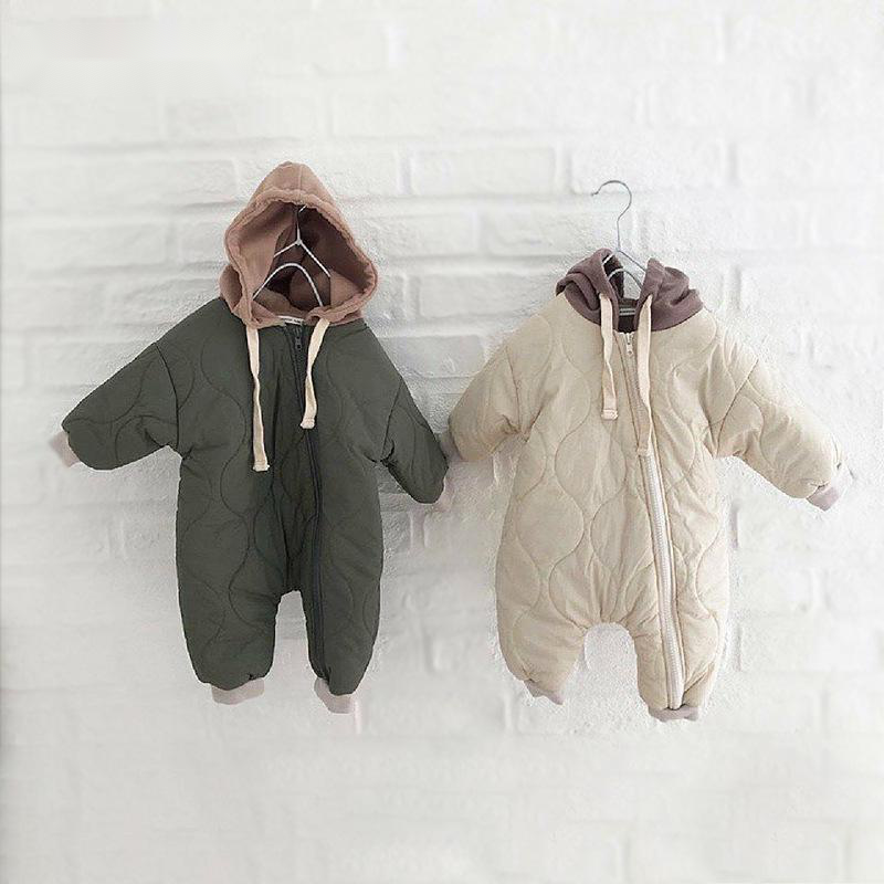 Stay Warm and Stylish Baby Padded Quilted Jumpsuit Perfect for Outdoor Adventures and Casual Outings