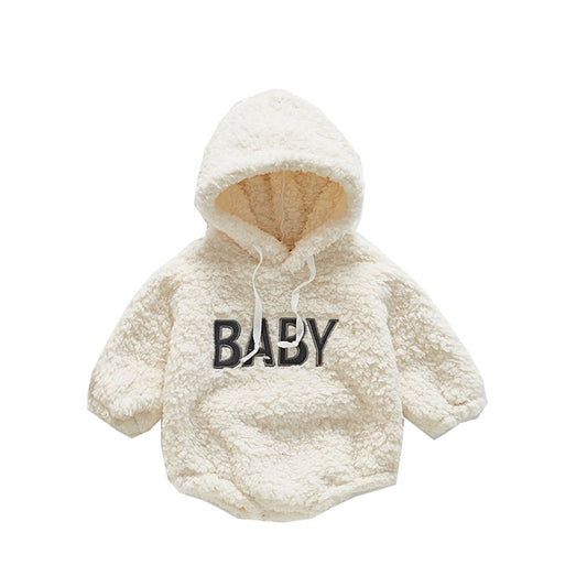 Indulge in Cozy Cuteness Your Baby Alphabet Inspired Hooded Romper Robe for Snuggly Style