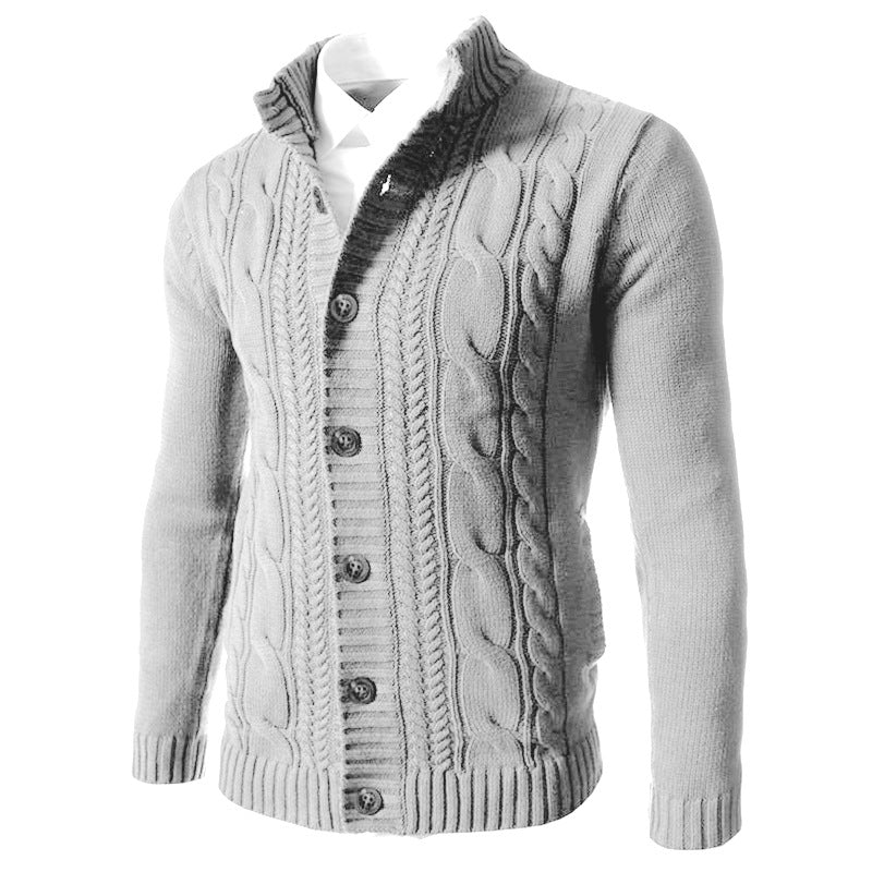 Classic Men Stand Collar Button Cardigan Elevating Style with Cozy Comfort