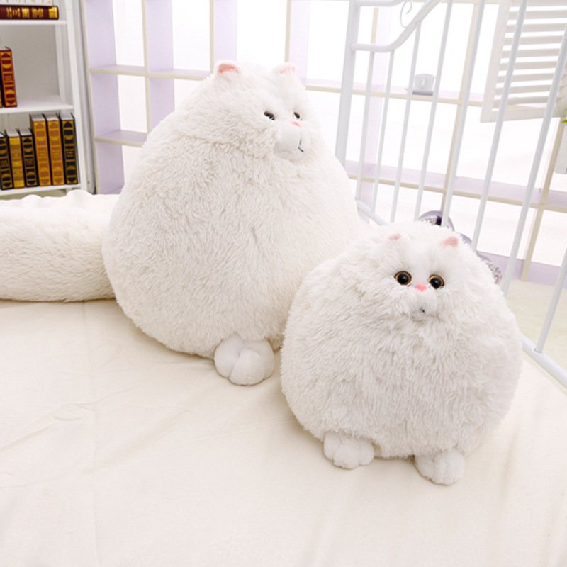 Adorable White Persian Cat Stuffed Toy Perfect for Cuddles and Playtime