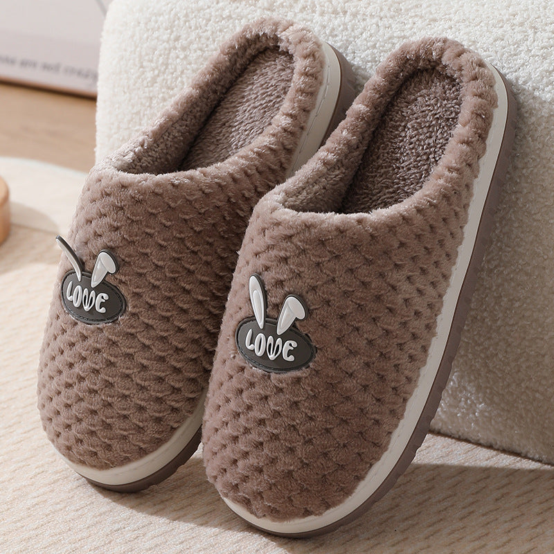 Cozy Comfort Cute Rabbit Plaid Home Slippers for Women Warm and Non Slip Style