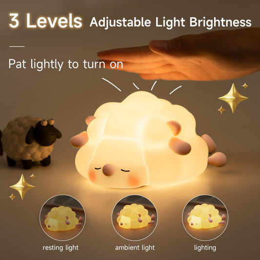 Sheep Dreams Cute Silicone Night Light for Children Room Decor Rechargeable with Timing Dimming and Sleep Features