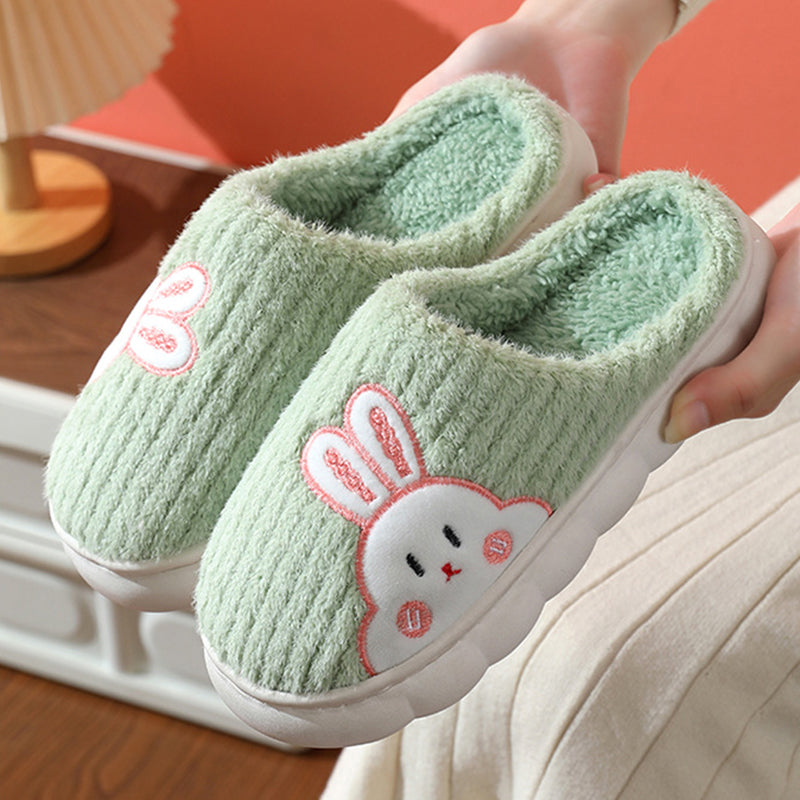 Cozy and Adorable Cute Rabbit Striped Indoor Slippers for Women Warm and Non Slip