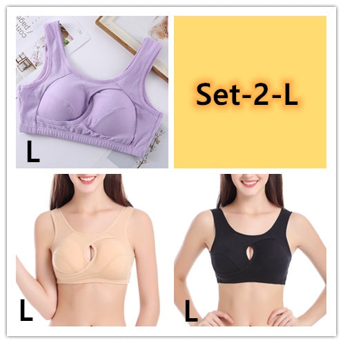 Supportive Comfort Cotton Anti Expansion Anti Sag Sports Bra with Gathering Adjustment for Active Wear