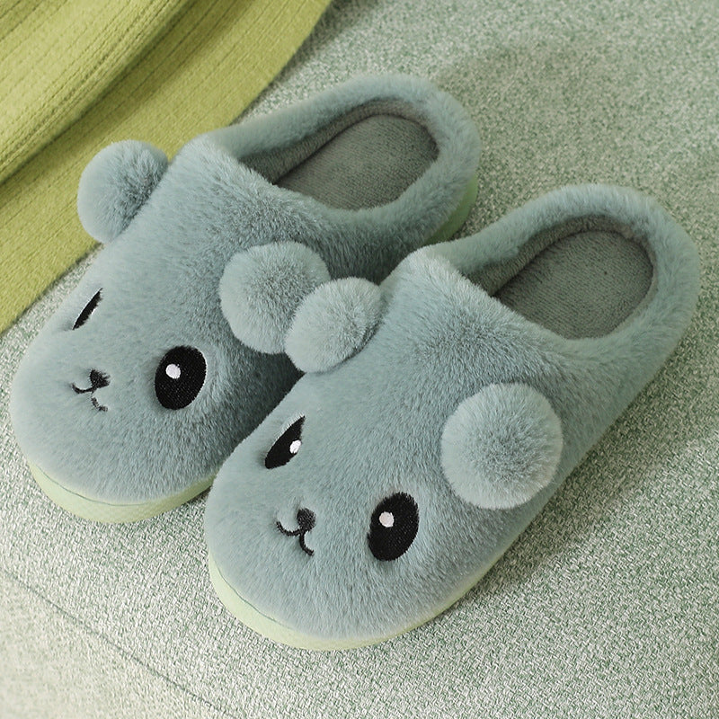 Winter Cartoon Cotton Slippers for Women - Warm and Non-Slip