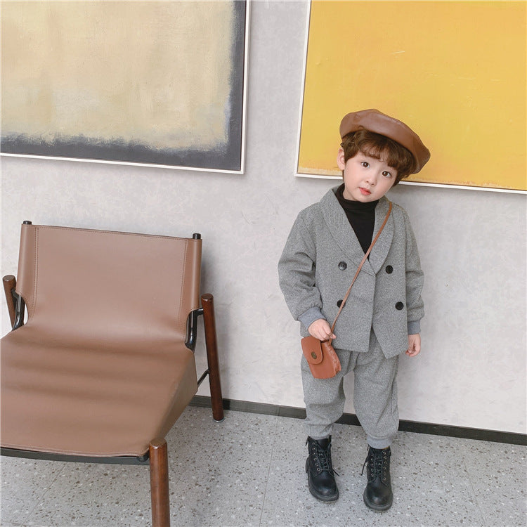 Fashion Boys' Spring And Autumn Winter Suit Set