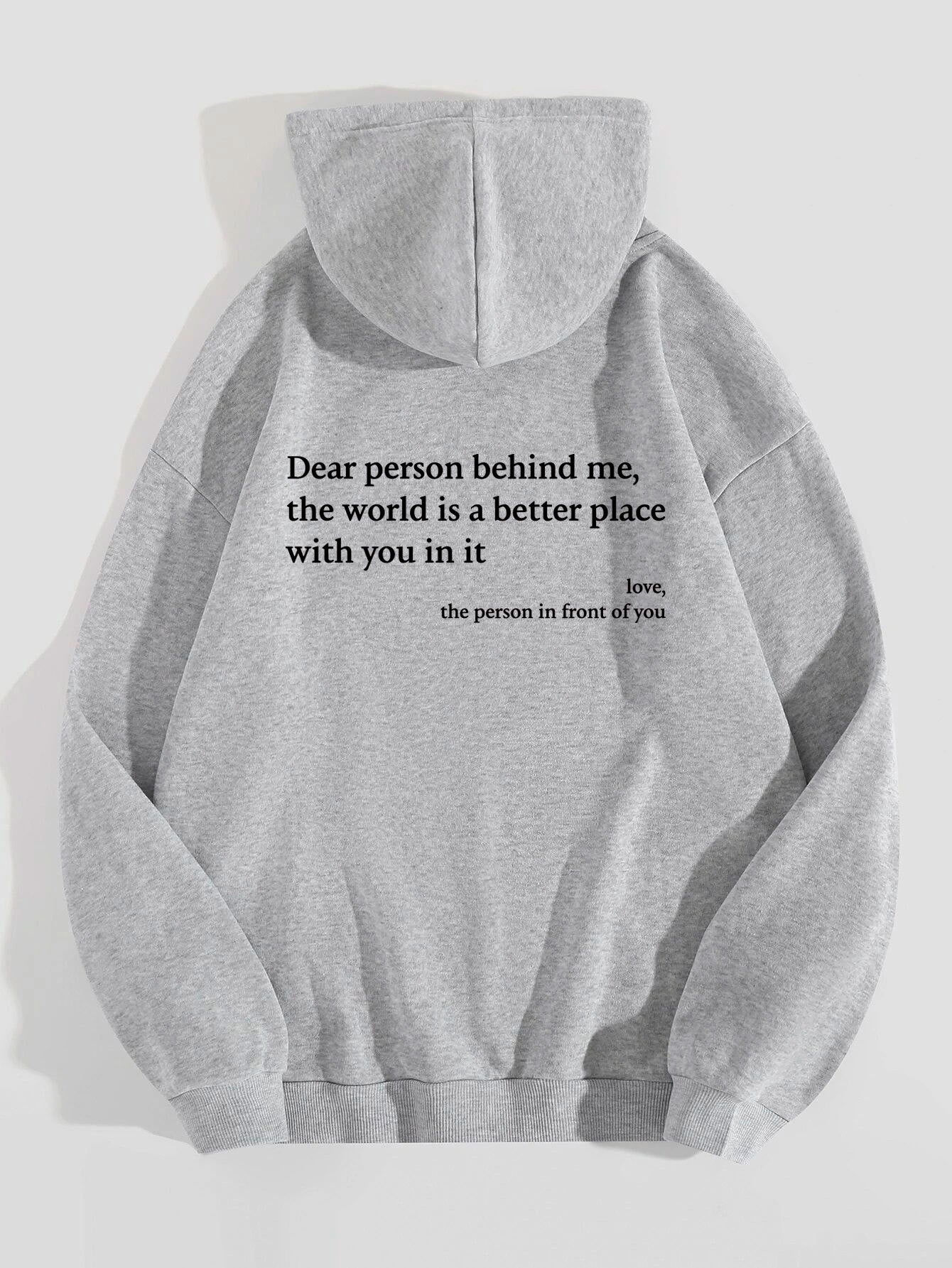 Women's Plush Letter Printed Hoodie with Kangaroo Pocket