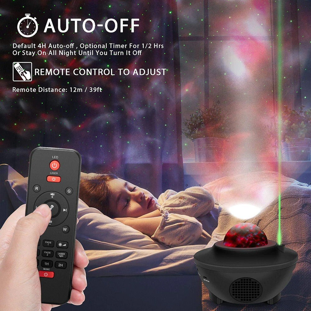 Starry Serenade: USB LED Night Light with Music and Water Wave Projection – Bluetooth Magic for Sound-Activated Decor