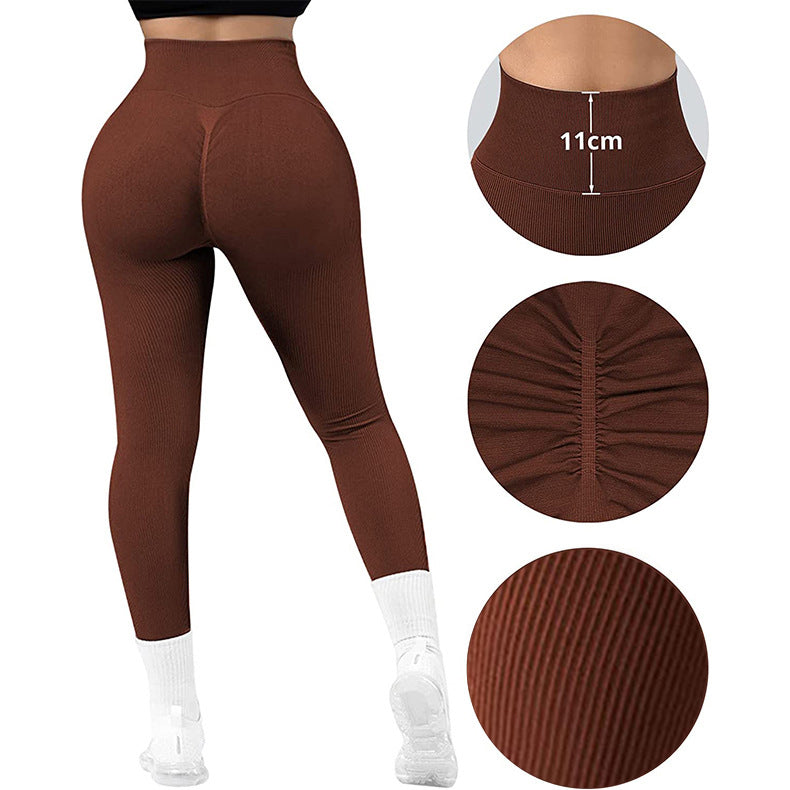 Seamless Sculpt High Waist Threaded Knitted Leggings for Women Fitness and Running