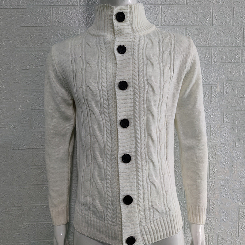 Classic Men Stand Collar Button Cardigan Elevating Style with Cozy Comfort