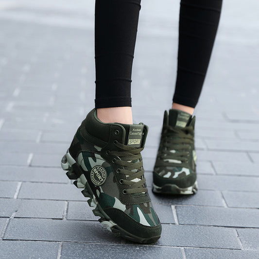 Camo Comfort Women Casual Camouflage Height Increasing Sneakers