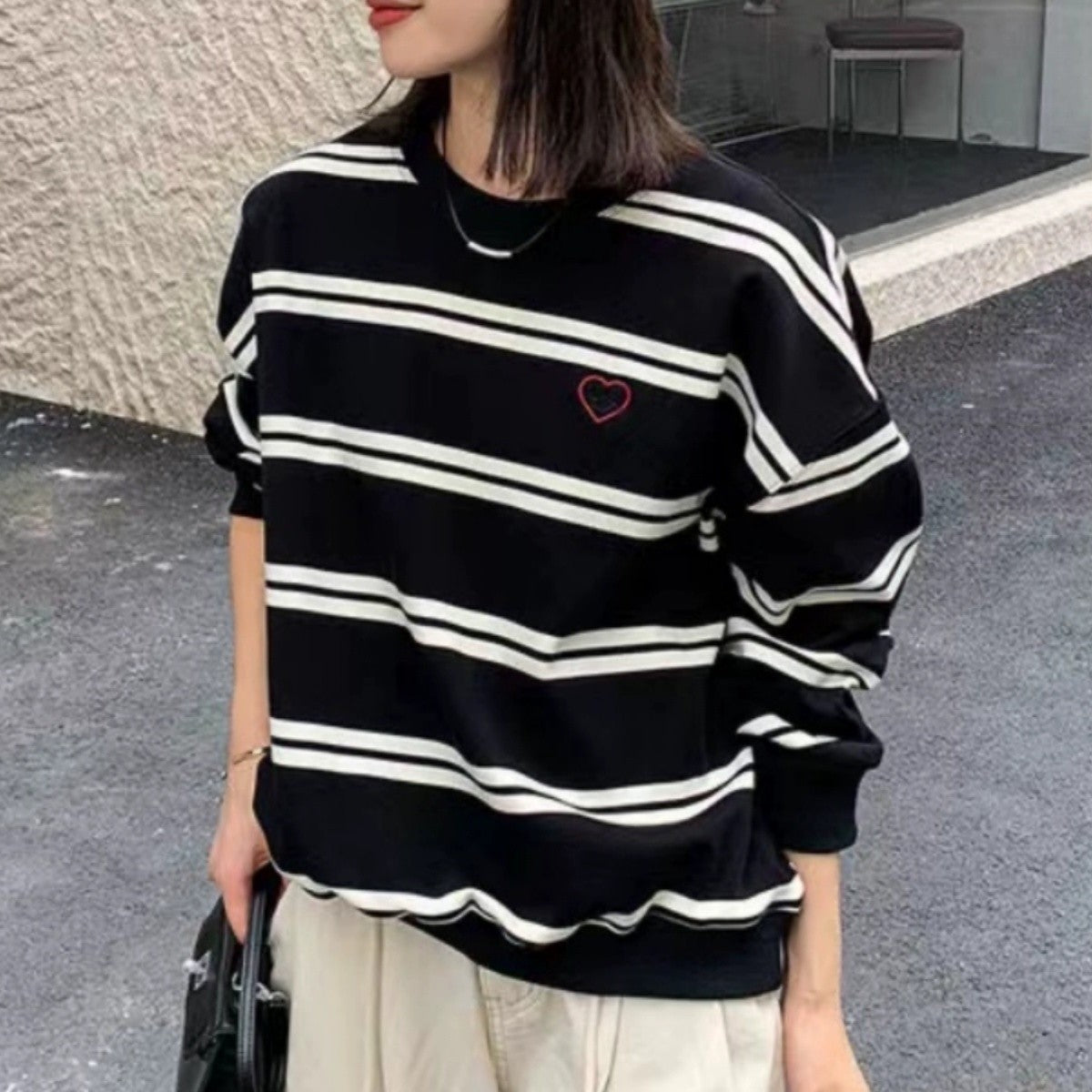 Iconic Elegance American Retro Inspired Striped Sweater for Women  Infuse Classic Style into Your Modern Wardrobe