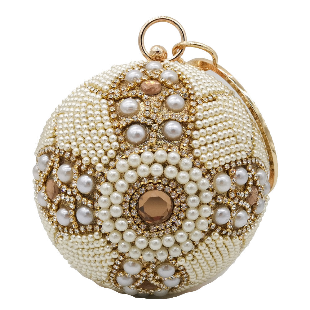 Diamond Pearl Elegance Plastic Round Pearl and Diamond Handbag