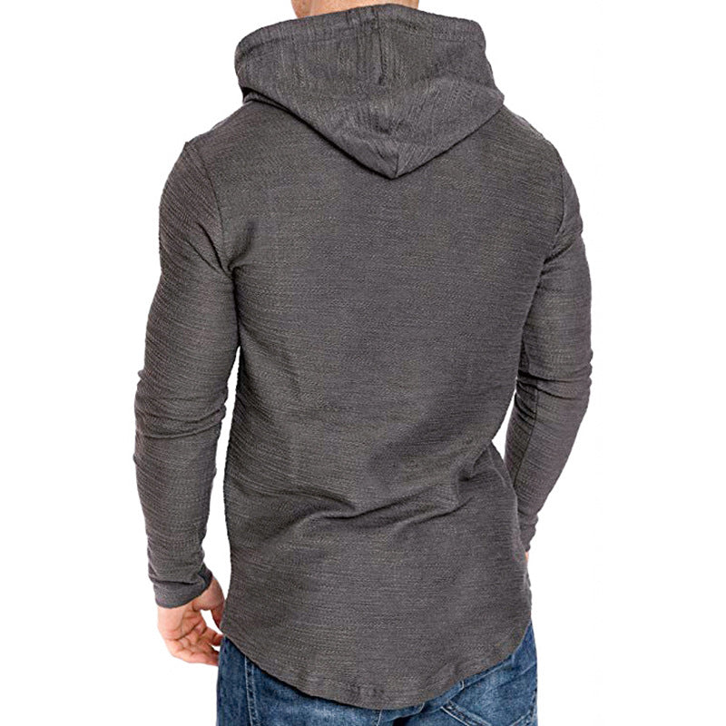 Men's Casual Hoodie Sweatshirt: Slim-Fit Long Sleeve Gym Top